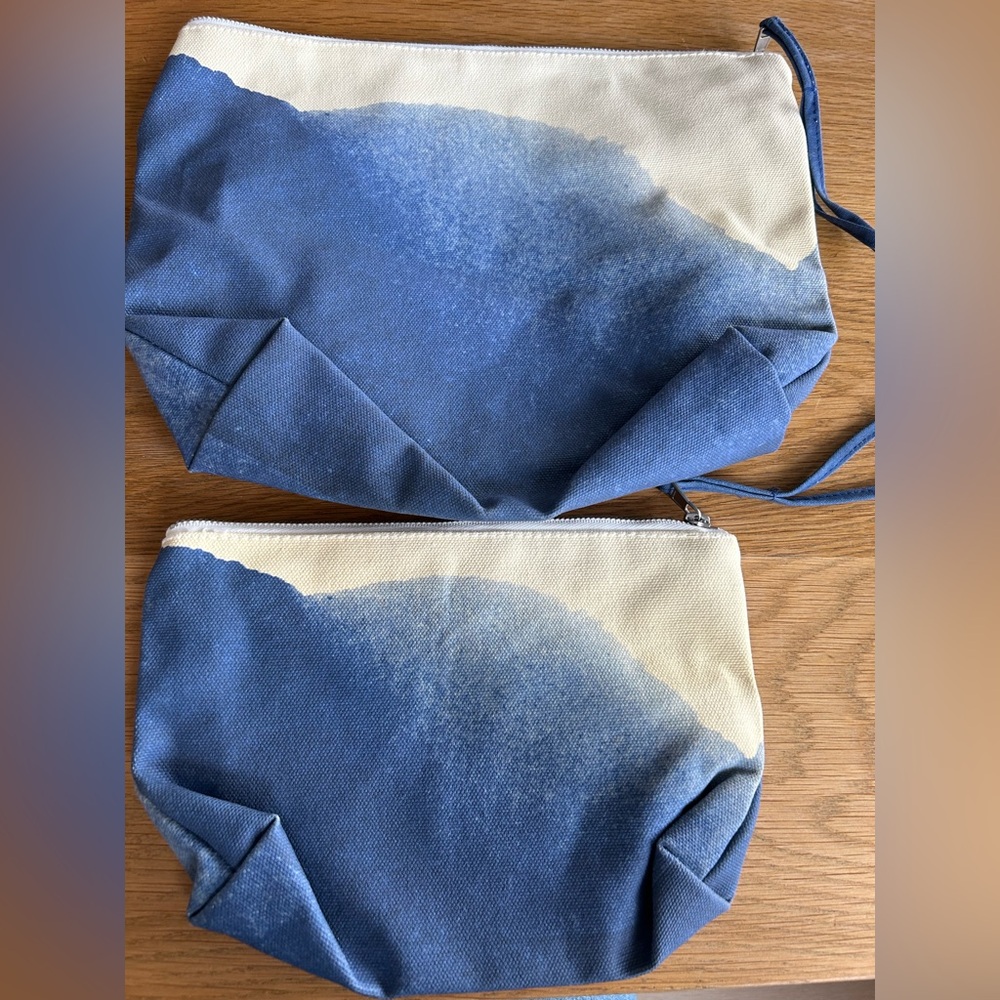 Ombré indigo blue and cream Accessory Pouches